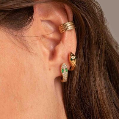 Nise hoop earrings - textured snake and zirconium oxides