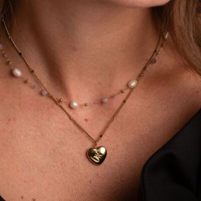 Myra necklace - heart pendant with star and zirconium oxide