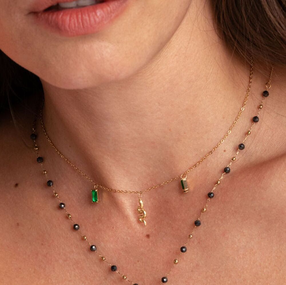 Collana Aglaia - serpente e cristalli rettangolari