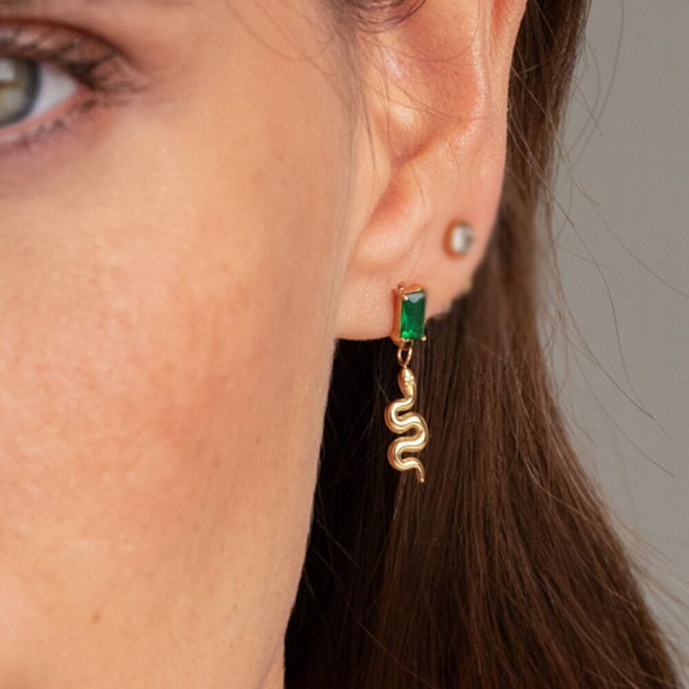 Aglaia dangling earrings - snake and rectangular crystals