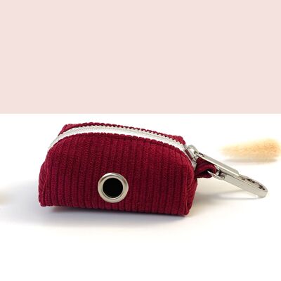 Burgundy Velvet poop bag pouch