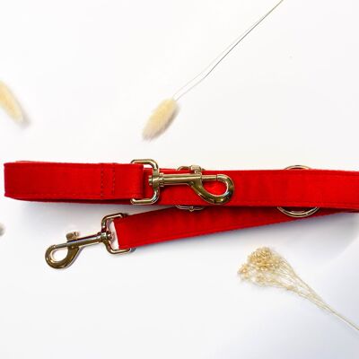 Guinzaglio multiposizione in velluto rosso