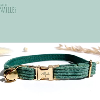 Collar de gato de terciopelo verde