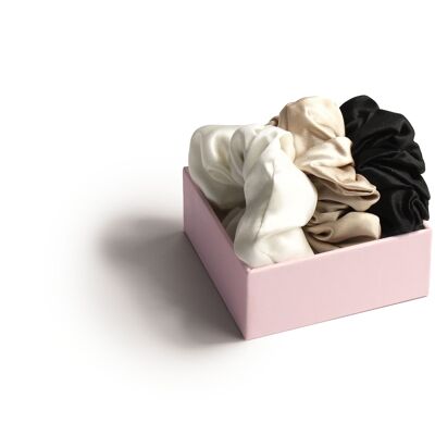 Scrunchie Trio of firm hold scrunchies champagne, ivory, black
