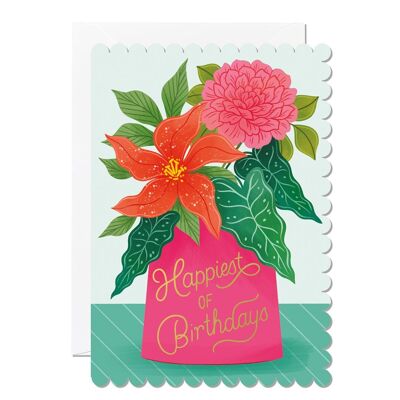 Happiest of Birthdays Vase | Greeting card