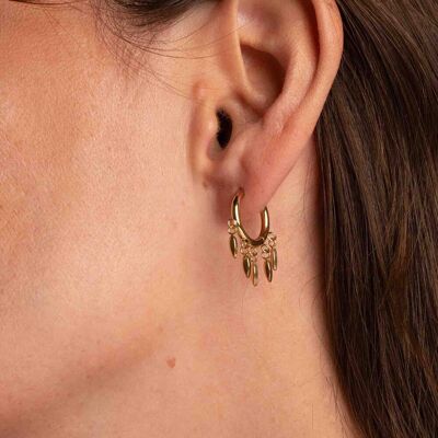 Oda mini hoop earrings - diamond tassels