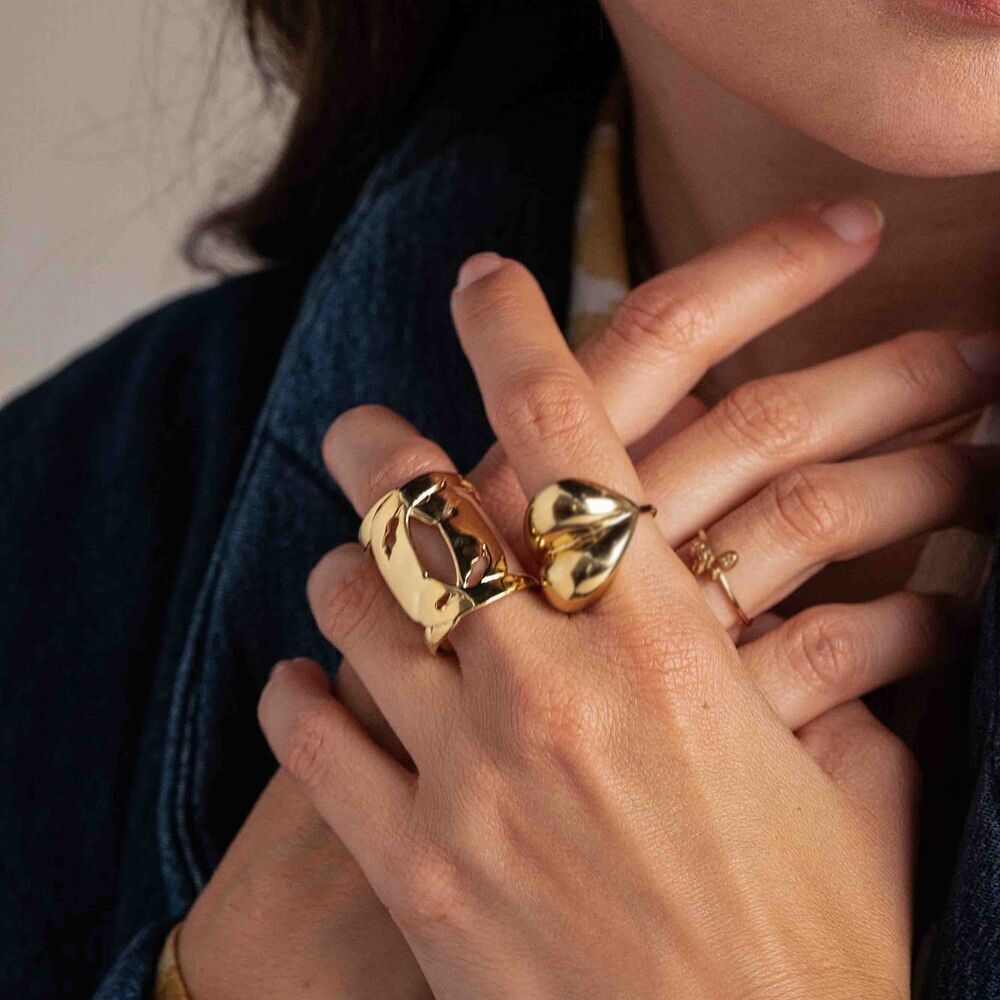 Anello largo Ylva - martellato