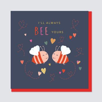 Carte de Saint Valentin avec un couple d'abeilles mignon 1