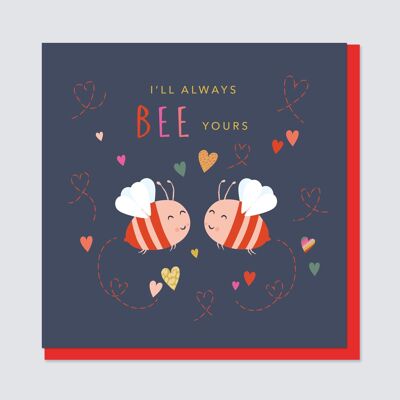 Tarjeta linda del día de San Valentín de la pareja de abejas