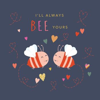 Carte de Saint Valentin avec un couple d'abeilles mignon 2
