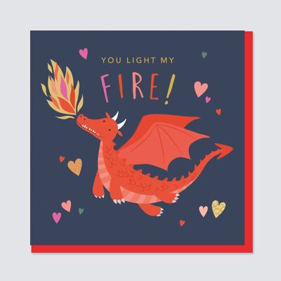 Enciende mi tarjeta del día de San Valentín del dragón de fuego