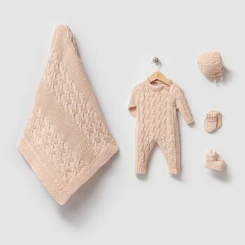 Ensemble de tricot en coton pour bébé de style tressé pour nouveau-né de 0 à 3 mois 5