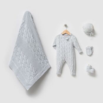 Ensemble de tricot en coton pour bébé de style tressé pour nouveau-né de 0 à 3 mois 7