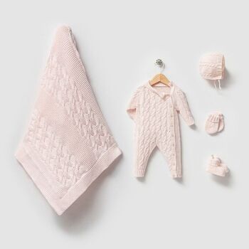 Ensemble de tricot en coton pour bébé de style tressé pour nouveau-né de 0 à 3 mois 8