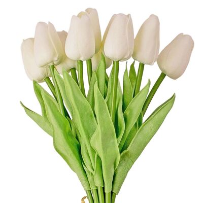 Stelo di tulipano Real Touch, lungo 32 cm - Bianco