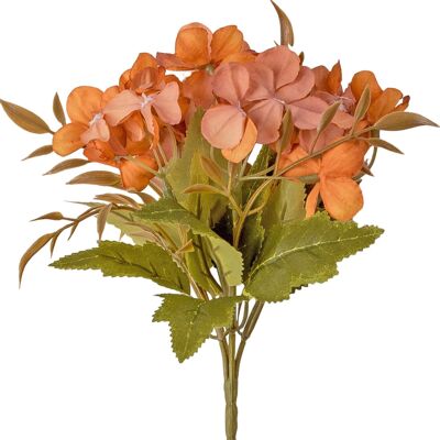 Künstlicher Blumenstrauß aus Hortensien mit 5 Köpfen, 24 cm lang – Gelbbraun