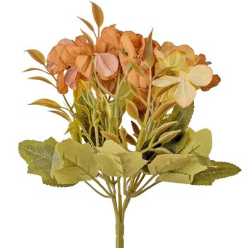 Bouquet de fleurs artificielles d'hortensia à 5 têtes, 24 cm de long - Marron crème