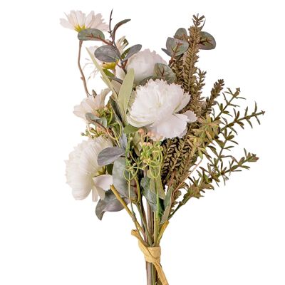 Combinación de flor de loto, crisantemo, yeso y salvia - ramo de flores artificiales de 38 cm de altura