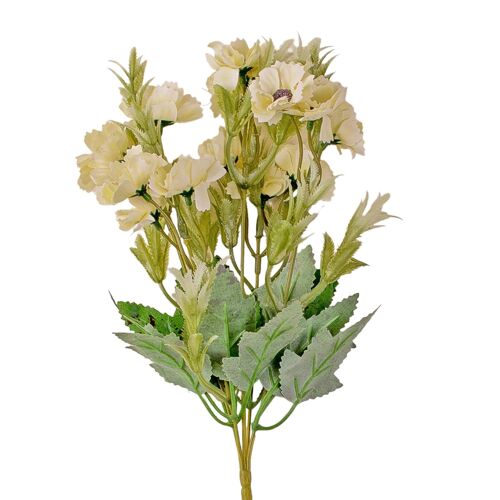 Garden carnation silk flower bouquet, 32 cm high - Ecru