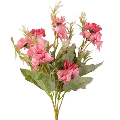 Bouquet de fleurs d'oeillets de jardin en soie, 32 cm de haut - Rose