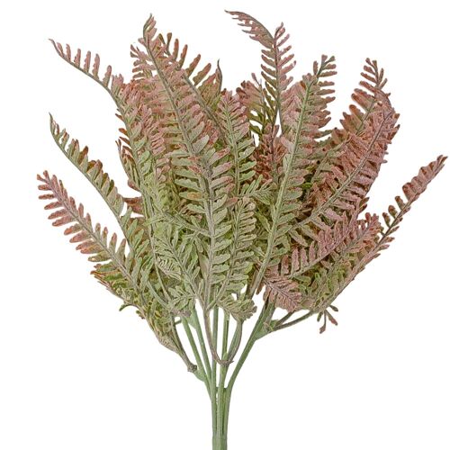 Artificial fern bouquet, 36cm high - Pale reddish green