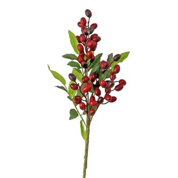 Branche de baies décorative, 39 cm de haut - Rouge