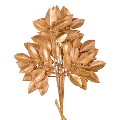 Faisceau de feuilles d'or métallisé, 6 brins, 27 cm de haut, 14 cm de large