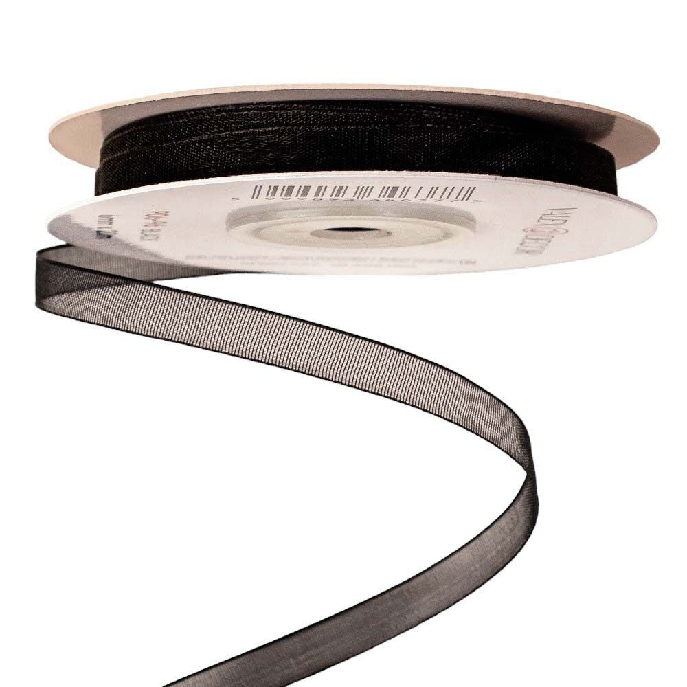Organzaband 6 mm x 20 m – Schwarz