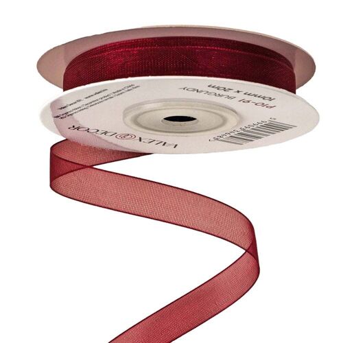 Organza ribbon 10mm x 20m - Burgundy