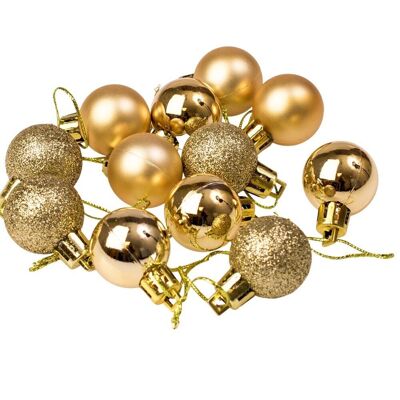 Set mit 12 Weihnachtskugeln mit einem Durchmesser von 2.5 cm - Gold