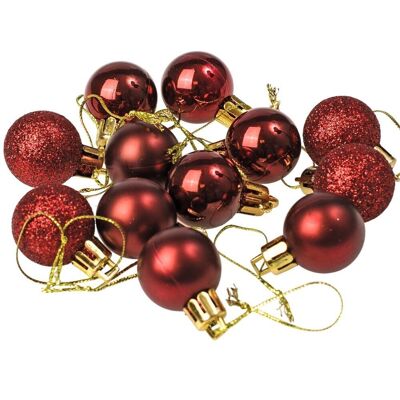 Set of 12 Christmas balls with a diameter of 2.5 cm - Burgundy