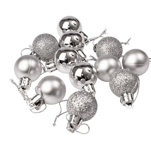 Set of 12 Christmas balls with a diameter of 2.5 cm - Silver