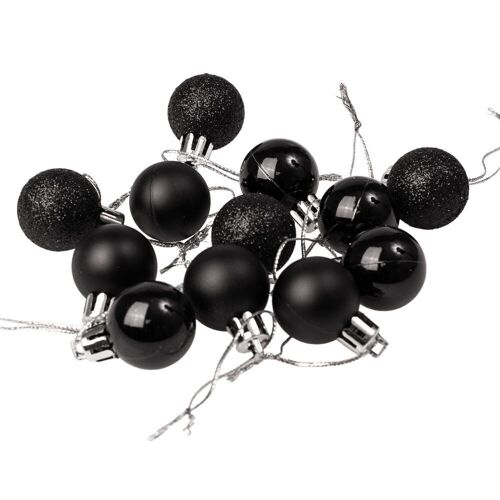 Set of 12 Christmas balls with a diameter of 2.5 cm - Black