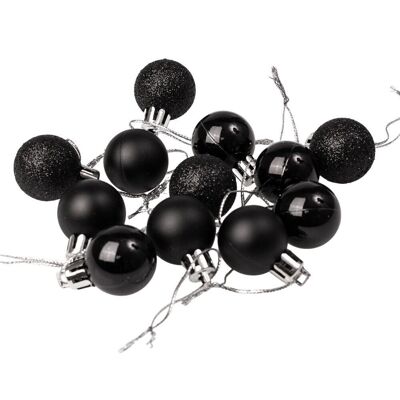 Set di 12 palline di Natale del diametro di 2.5 cm - Nero
