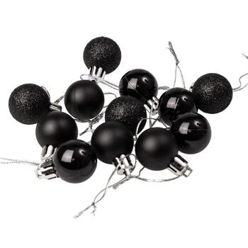 Lot de 12 boules de Noël d'un diamètre de 2.5 cm - Noir