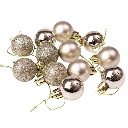 Set of 12 Christmas balls with a diameter of 2.5 cm - Champagne