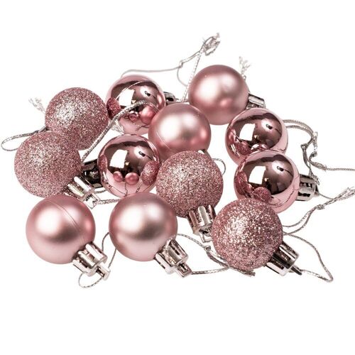 Set of 12 Christmas balls with a diameter of 2.5 cm - Pink