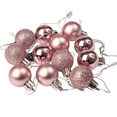 Set di 12 palline di Natale del diametro di 2.5 cm - Rosa