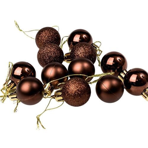 Set of 12 Christmas balls with a diameter of 2.5 cm - Dark brown
