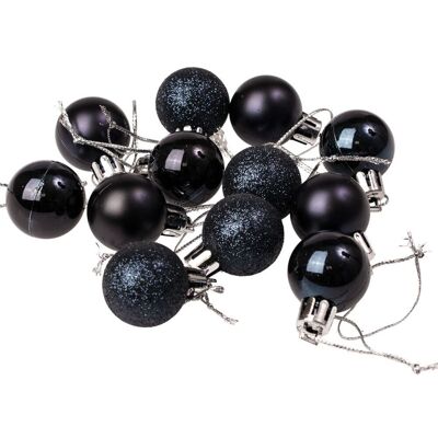 Set of 12 Christmas balls with a diameter of 2.5 cm - Dark blue