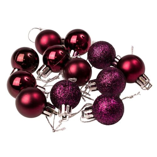 Set of 12 Christmas balls with a diameter of 2.5 cm - Dark purple