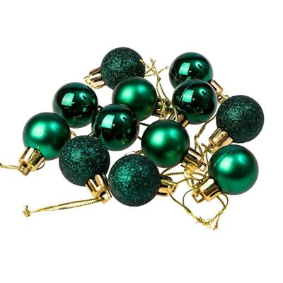 Set di 12 palline di Natale del diametro di 2.5 cm - Verde scuro
