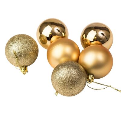 Lot de 6 boules de Noël d'un diamètre de 6 cm - Doré