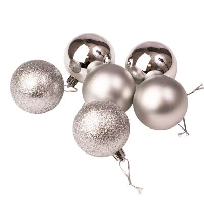 Set di 6 palline di Natale del diametro di 6 cm- Argento