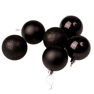 Juego de 6 bolas navideñas de 6 cm de diámetro- Negro