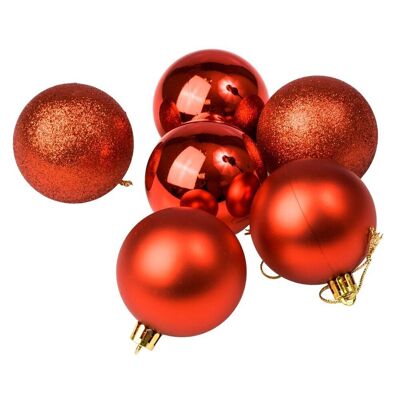 Set of 6 Christmas balls with a diameter of 6 cm- Red