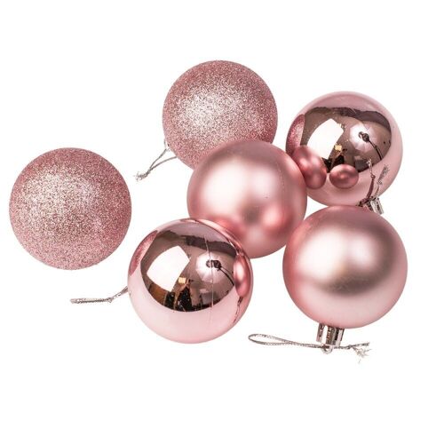 Set of 6 Christmas balls with a diameter of 6 cm- Pink
