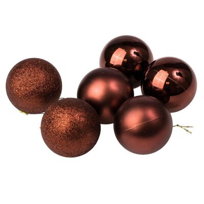 Lot de 6 boules de Noël d'un diamètre de 6 cm - Marron foncé