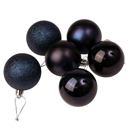 Set of 6 Christmas balls with a diameter of 6 cm- Dark blue