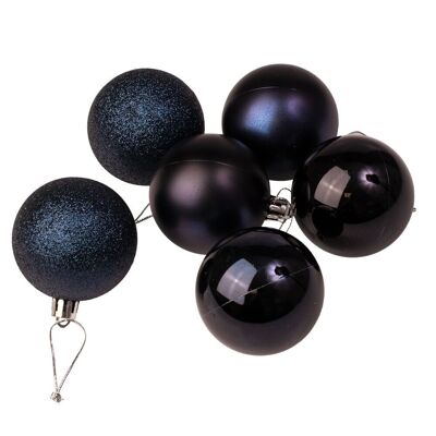 Juego de 6 bolas navideñas de 6 cm de diámetro- Azul oscuro